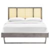 Kelsea Cane and Wood Full Platform Bed with Angular Legs