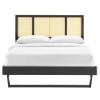 Kelsea Cane and Wood Full Platform Bed with Angular Legs