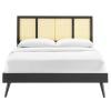 Kelsea Cane and Wood Full Platform Bed with Splayed Legs