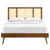 Kelsea Cane and Wood King Platform Bed with Splayed Legs