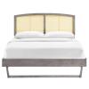 Sierra Cane and Wood Full Platform Bed with Angular Legs