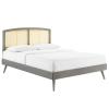 Sierra Cane and Wood King Platform Bed with Splayed Legs
