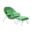 Womb Lounge Chair and Ottoman Wool Green