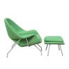 Womb Lounge Chair and Ottoman Wool Green