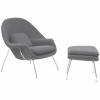 Womb Lounge Chair and Ottoman Wool Light Gray