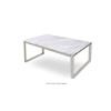 Calvin Marble Coffee Table Cear Glass Top with Stainless Steel Base