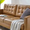 Exalt Tufted Vegan Leather Sofa in Tan