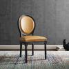 Emanate Vintage French Vegan Leather Dining Side Chair in Black Tan
