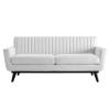 Engage Channel Tufted Fabric Loveseat in White