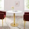 Verne 35" Dining Table in Gold White