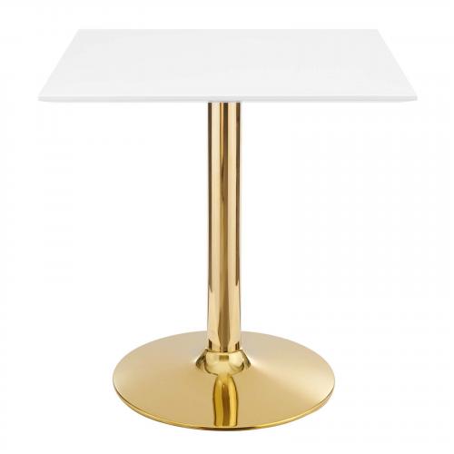 Verne 28" Square Dining Table in Gold White