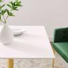 Verne 35" Square Dining Table in Gold White