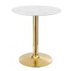 Verne 28" Artificial Marble Dining Table in Gold White