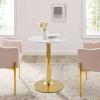 Verne 28" Artificial Marble Dining Table in Gold White