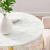 Verne 35" Artificial Marble Dining Table in Gold White
