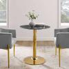 Verne 28" Artificial Marble Dining Table in Gold Black