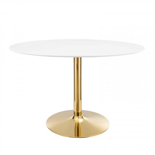Verne 48" Oval Dining Table in Gold White