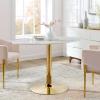 Verne 48" Oval Artificial Marble Dining Table in Gold White