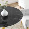 Verne 40" Artificial Marble Dining Table in Gold Black