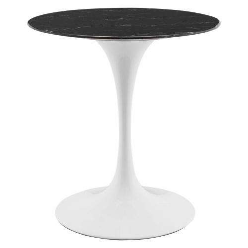 Lippa 28" Artificial Marble Dining Table in White Black
