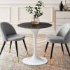 Lippa 28" Artificial Marble Dining Table in White Black