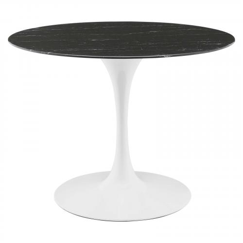 Lippa 40" Performance Velvet Dining Table in White Black