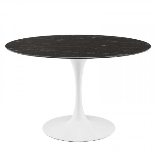 Lippa 47" Artificial Marble Dining Table in White Black